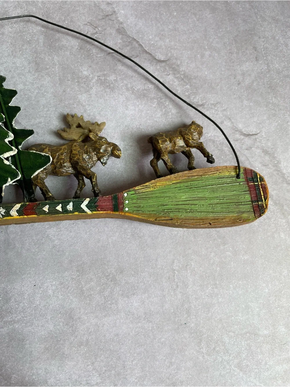 Vintage Rustic Holiday Moose & Tree Wall Hanging Cabin Christmas Decor